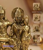 Pure Brass Shiv Parivar Idol | Lord Shiva Parvati Ganesh Kartikeya Murti