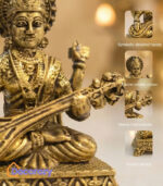 Brass Saraswati Devi Idol with Veena | Goddess of Knowledge Murti