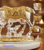 Kamdhenu Cow with Calf Idol – Gold & Silver Plated