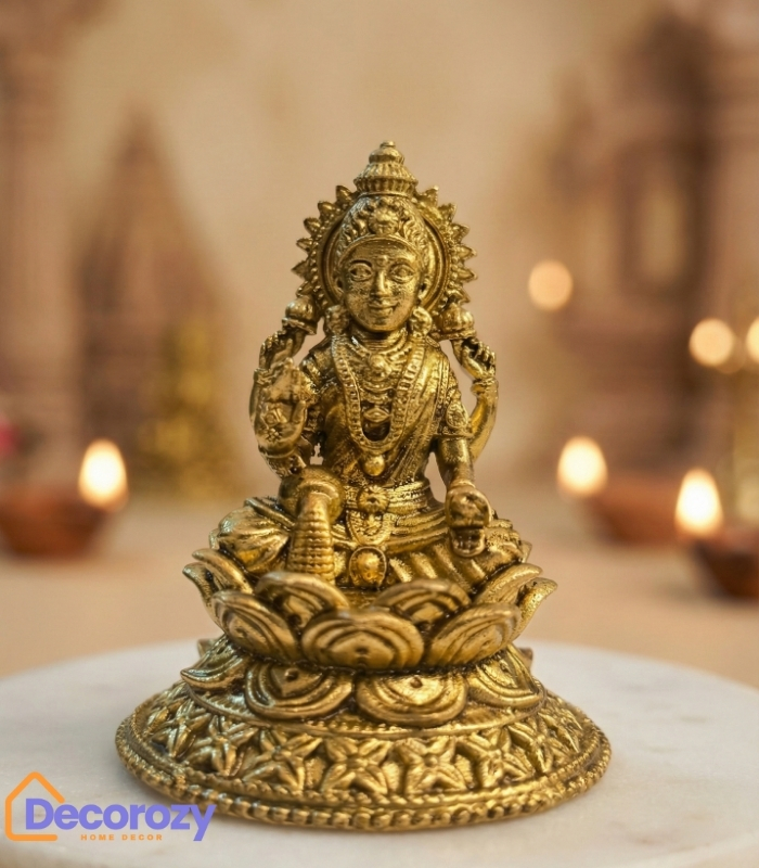 Brass 4 Armed Lakshmi Idol for Home & Pooja