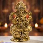 Brass Sitting Ganesha Idol | Ganpati Murti for Home Pooja
