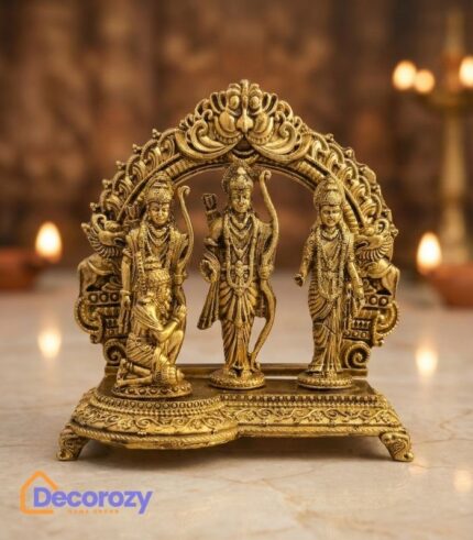 Pure Brass Ram Darbar Idol with Chatra | Lord Ram Sita Lakshman Hanuman Murti