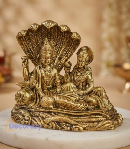 Brass Vishnu Lakshmi Idol on Ananta Sheshnag ( 6.5 cm )