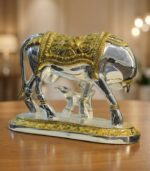 Kamdhenu Cow with Calf Idol – Gold & Silver Plated