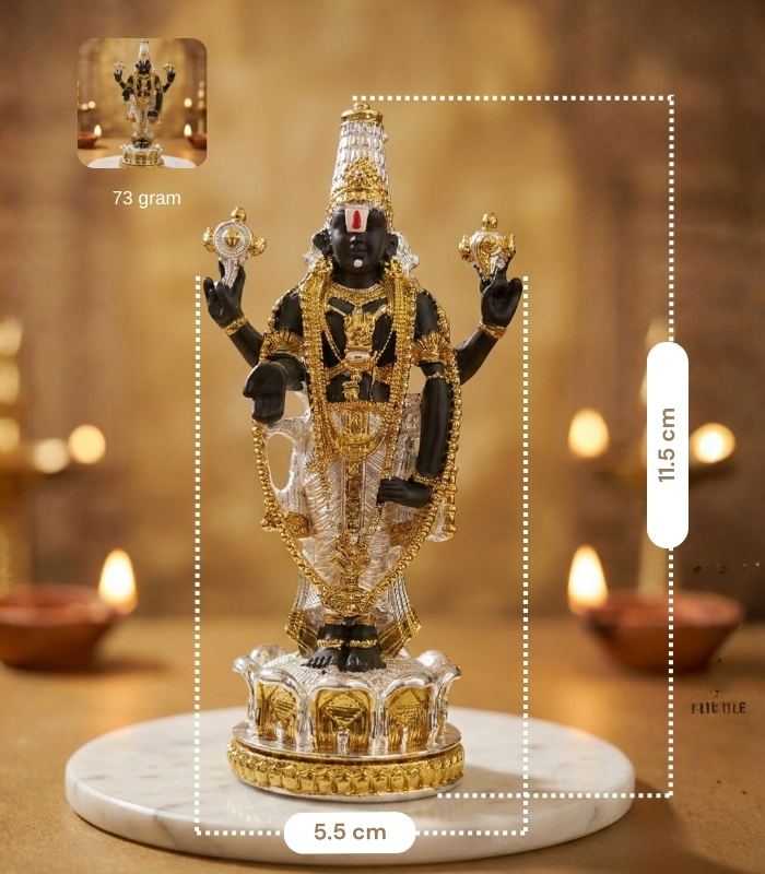 24K Gold & Silver Plated Tirupati Balaji Idol | Lord Venkateswara Murti