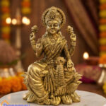 Brass 4 Armed Lakshmi Idol on Lotus | Goddess Lakshmi Murti