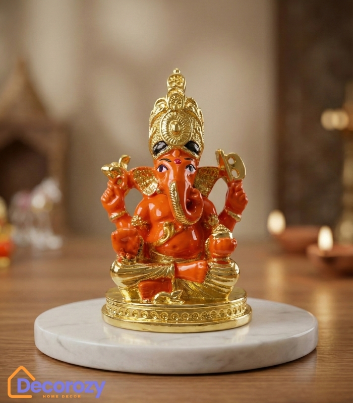 Sinduri Ganesh Ji Idol | 24K Gold Plated Devotional Murti