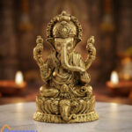 Brass Ganesh Idol on Lotus Pedestal | Ganpati Murti for Home & Office