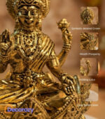 Brass Lakshmi Idol on Carved Lotus Base | Goddess Lakshmi Murti for Home Pooja