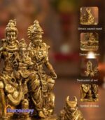 Pure Brass Shiv Parivar Idol with Nandi | Shiva Family Murti for Home Mandir
