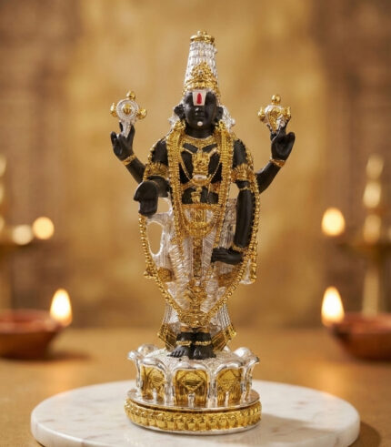 24K Gold & Silver Plated Tirupati Balaji Idol | Lord Venkateswara Murti