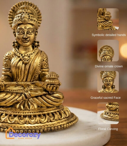 Brass Maa Annapurna Devi Idol | Goddess of Nourishment & Prosperity Murti