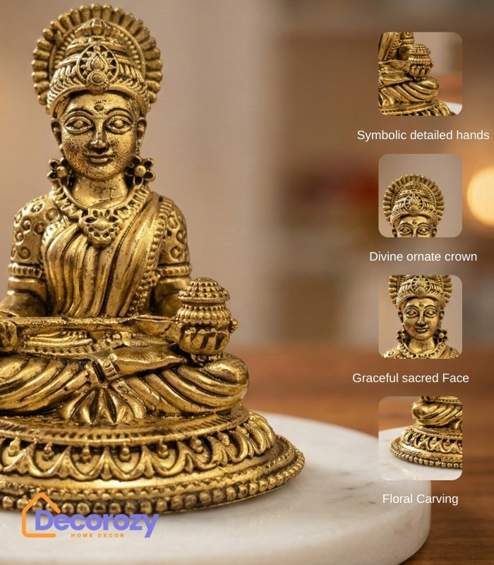 Brass Maa Annapurna Devi Idol | Goddess of Nourishment & Prosperity Murti