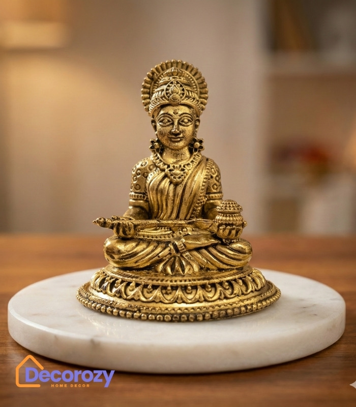 Brass Maa Annapurna Devi Idol | Goddess of Nourishment & Prosperity Murti