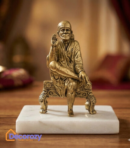 Brass Sai Baba Idol | Shirdi Sai Baba Blessing Murti for Home Mandir