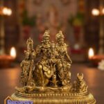 Pure Brass Shiv Parivar Idol with Nandi | Shiva Family Murti for Home Mandir