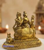 Pure Brass Shiv Parivar Idol with Nandi | Shiva Family Murti for Home Mandir