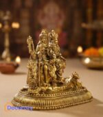 Pure Brass Shiv Parivar Idol with Nandi | Shiva Family Murti for Home Mandir