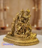 Pure Brass Shiv Parivar Idol with Nandi | Shiva Family Murti for Home Mandir