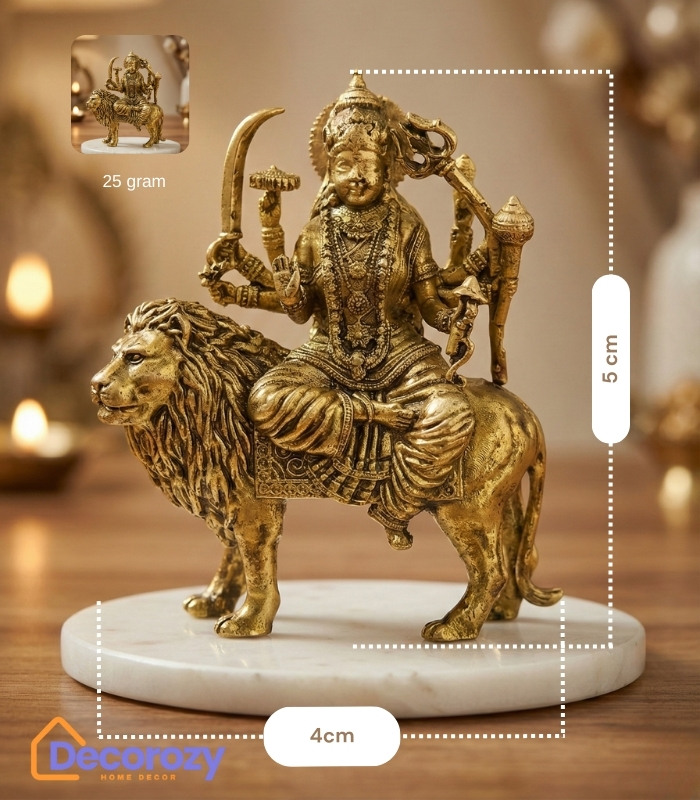 Brass Sherawali Mata Durga Idol | Maa Durga Sitting on Lion Murti