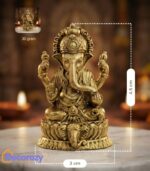 Brass Ganesh Idol on Lotus Pedestal | Ganpati Murti for Home & Office