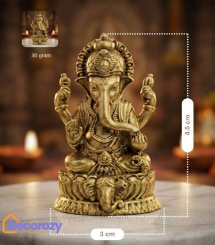 Brass Ganesh Idol on Lotus Pedestal | Ganpati Murti for Home & Office