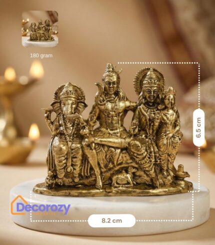 Pure Brass Shiv Parivar Idol | Lord Shiva Parvati Ganesh Kartikeya Murti