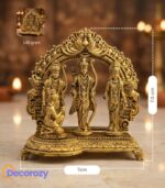 Pure Brass Ram Darbar Idol with Chatra | Lord Ram Sita Lakshman Hanuman Murti