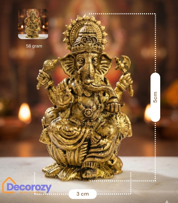 Brass Sitting Ganesha Idol | Ganpati Murti for Home Pooja