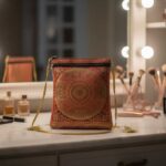 Rich red fabric with elegant embellished ethnic design