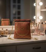 Rich red fabric with elegant embellished ethnic design