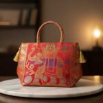 Wedding Red Banarasi Zari Brocade Handbag | Elephant Motif Ethnic Bag