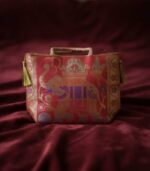 Wedding Red Banarasi Zari Brocade Handbag | Elephant Motif Ethnic Bag