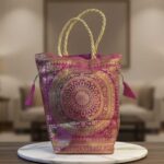 Rani Pink Banarasi Brocade Potli Bag with Zari Woven Design