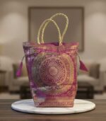 Rani Pink Banarasi Brocade Potli Bag with Zari Woven Design