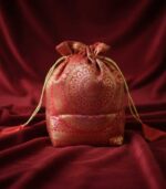 Red Banarasi Brocade Potli Bag with Zari Woven Design