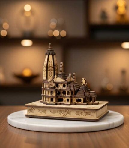 Traditional Ayodhya Ram Temple Wooden Handcrafted Model | Premium Pooja Decor & Spiritual Gif