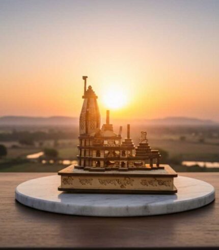 Traditional Ayodhya Ram Temple Wooden Handcrafted Model | Premium Pooja Decor & Spiritual Gif