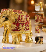 TrunkUp Elephant Gold Meena Plated Idol | Vastu Good Luck Elephant Decor
