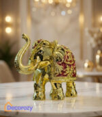 TrunkUp Elephant Gold Meena Plated Idol | Vastu Good Luck Elephant Decor