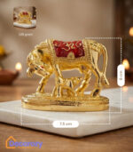 Kamdhenu Cow with Calf Idol – Pure Gold Mina Plated