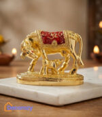 Kamdhenu Cow with Calf Idol – Pure Gold Mina Plated