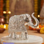 Trunk-Up Elephant Silver Plated Idol | Good Luck & Prosperity Decor