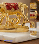 Kamdhenu Cow with Calf Idol – Pure Gold Mina Plated