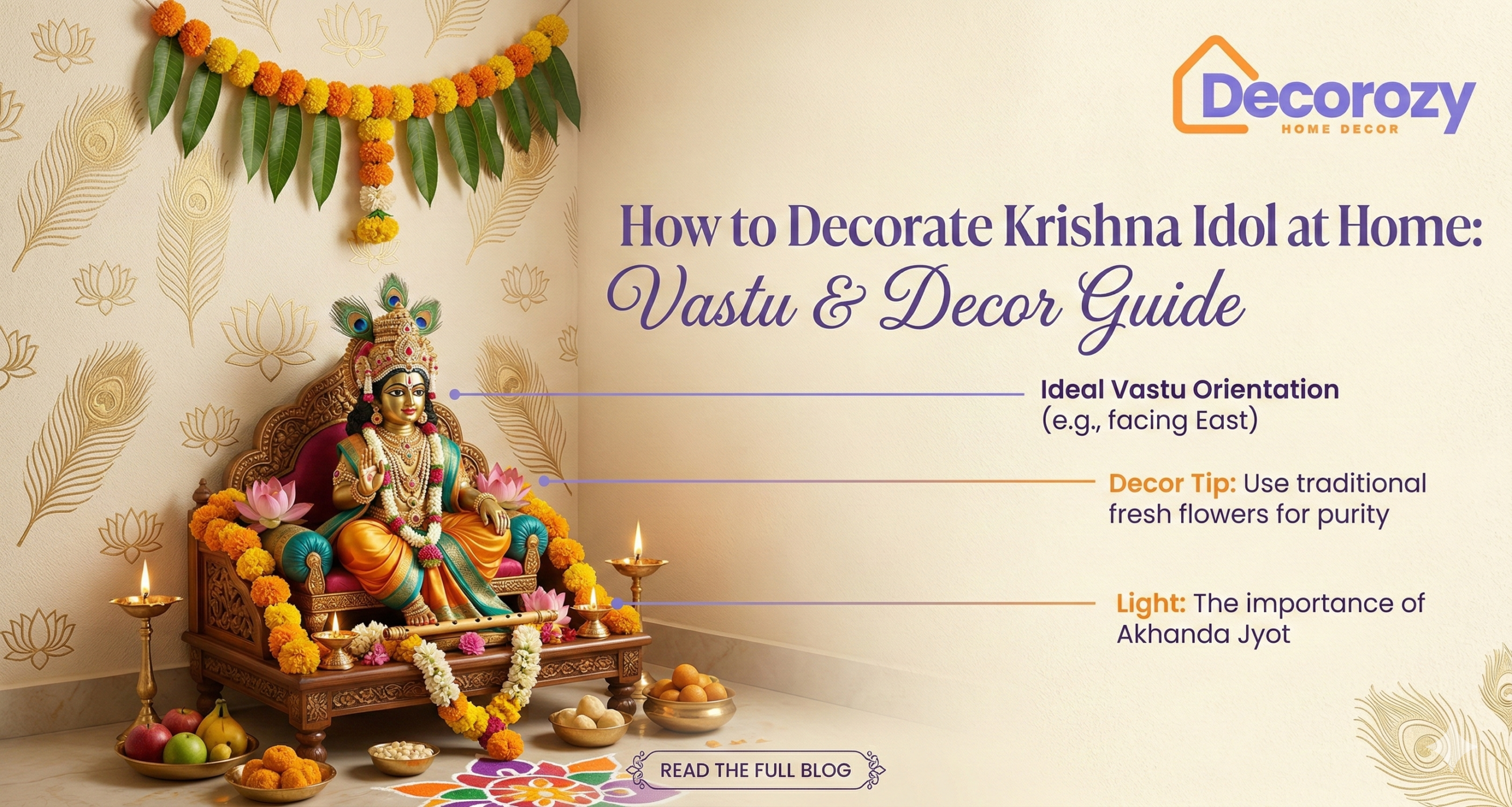 How to Decorate Krishna Idol at Home: Vastu & Decor Guide