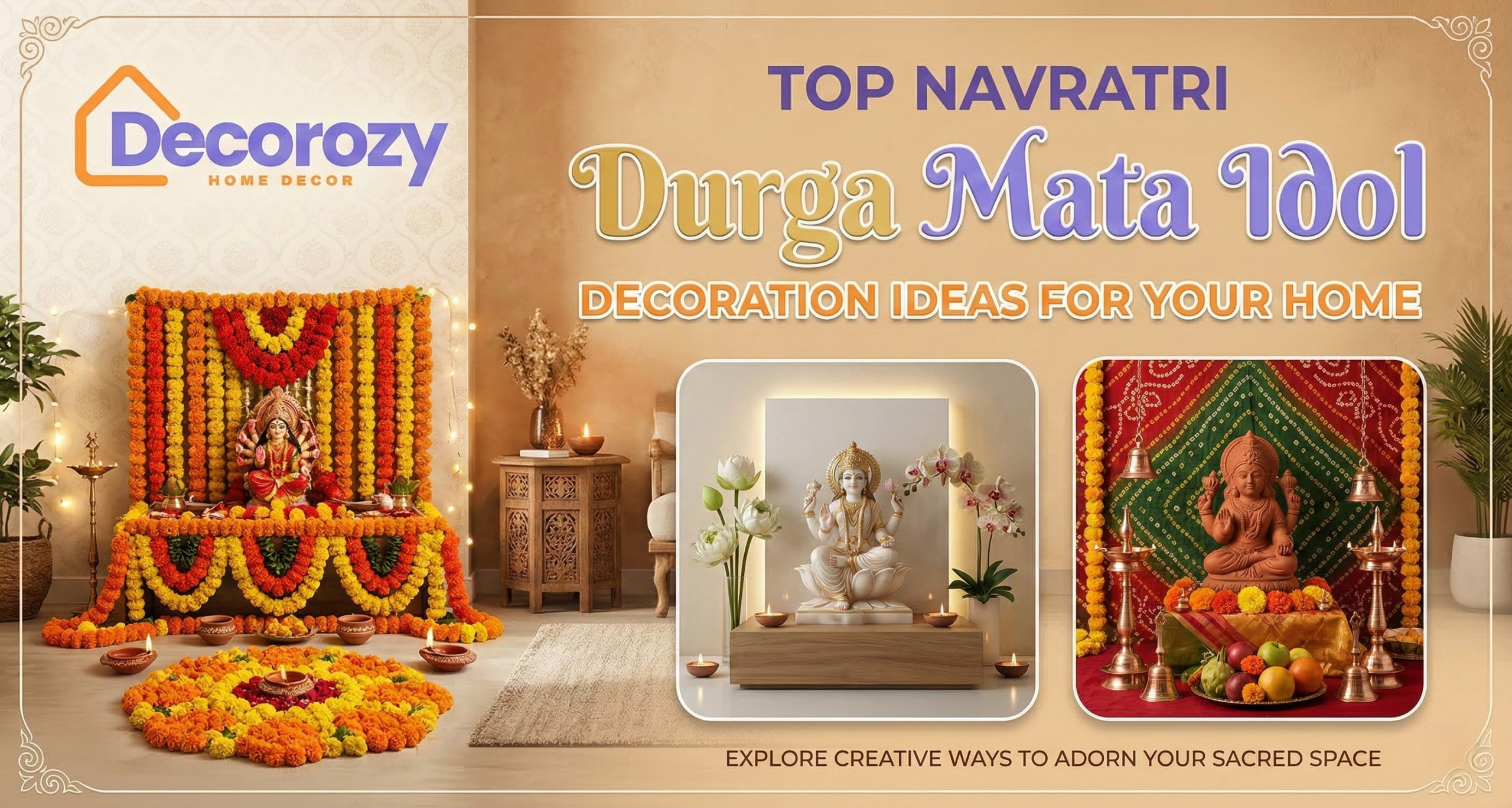 Top Navratri Durga mata Idol Decoration Ideas for Your Home