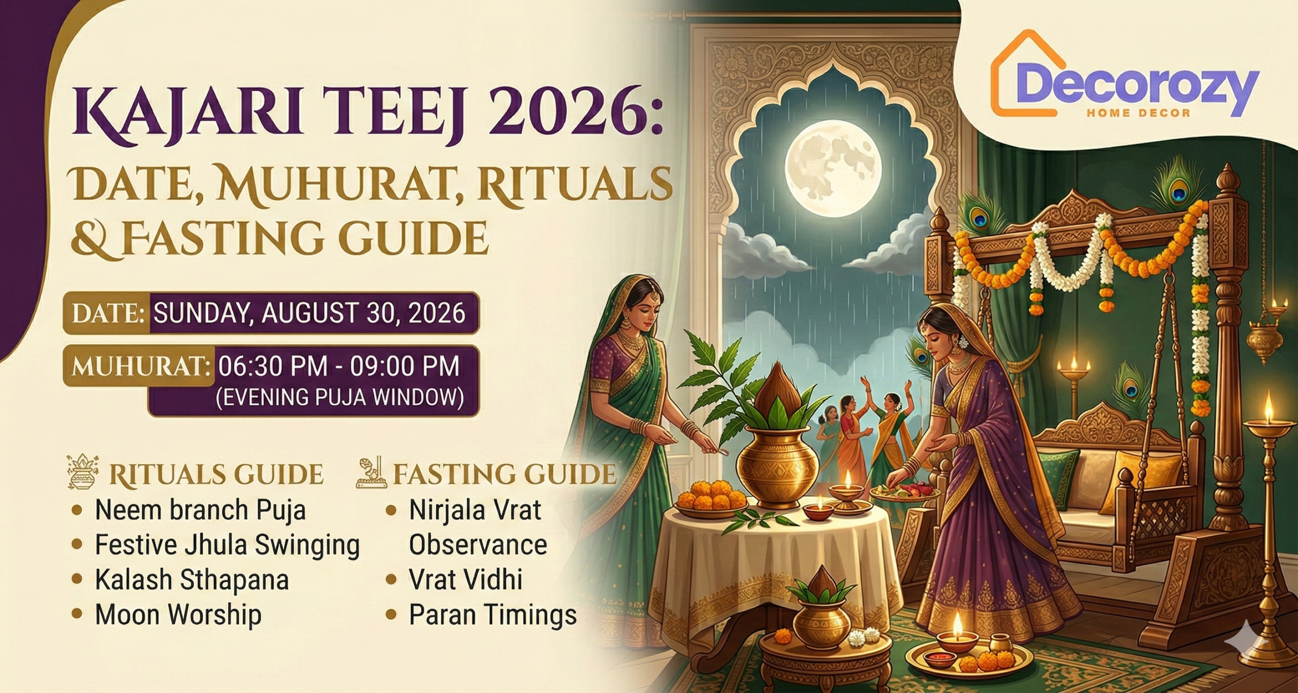 Kajari Teej 2026: Date, Muhurat, Rituals & Fasting Guide