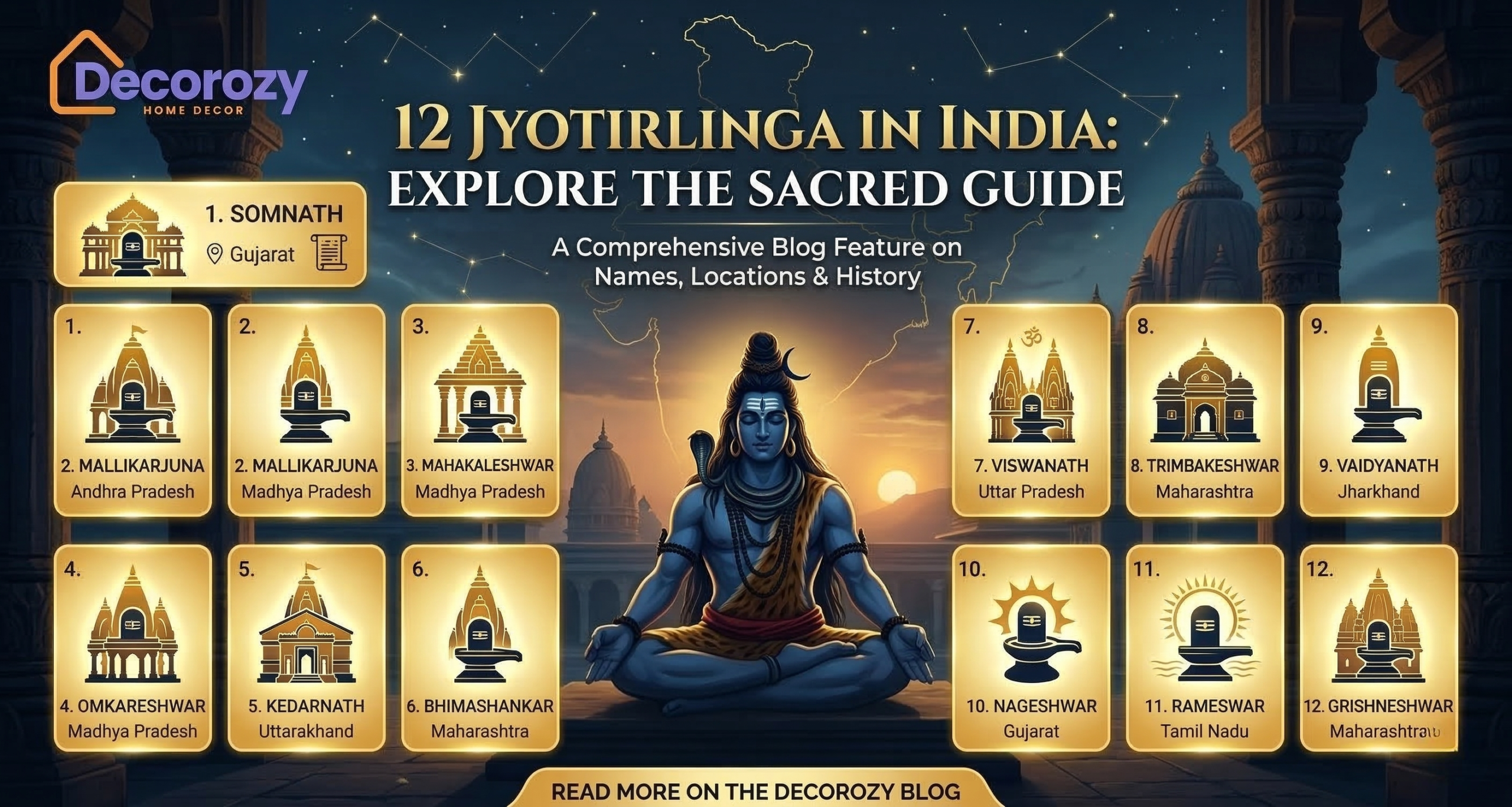 12 Jyotirlinga in India: Names, Locations & History