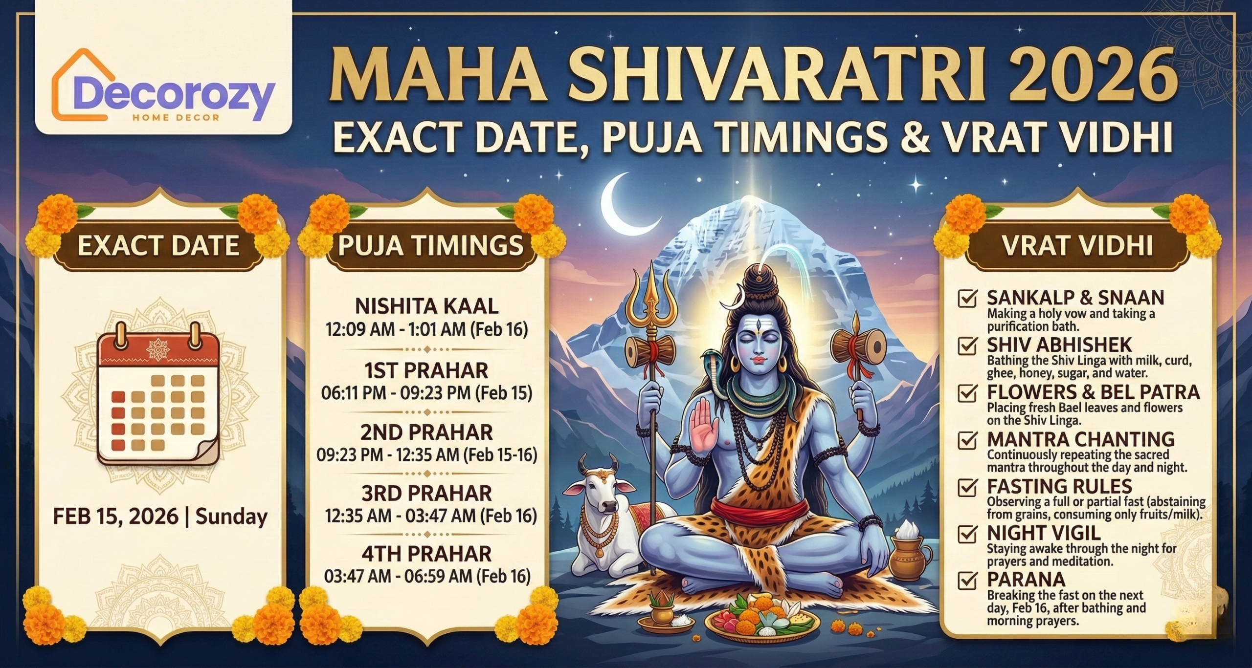 Maha Shivaratri 2026: Exact Date, Puja Timings & Vrat Vidhi