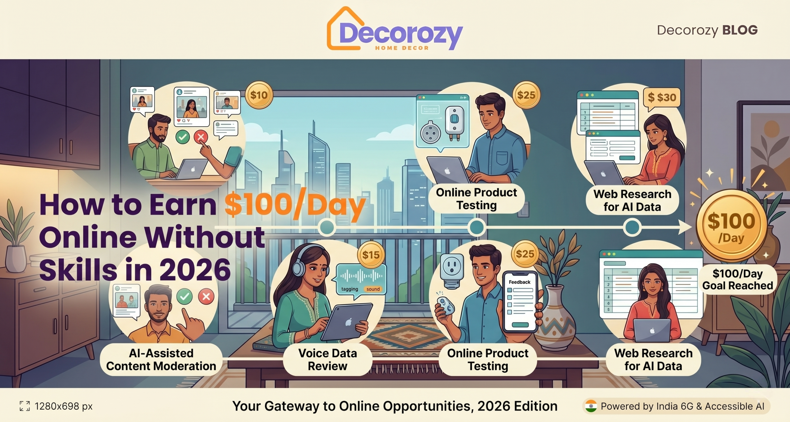 How to Earn $100/Day Online Without Skills in 2026